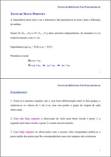 Testes de Hipóteses Não Paramétricos