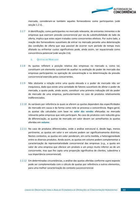 análise económica de operações de concentração horizontais