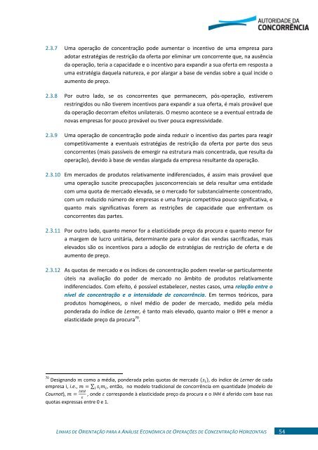 análise económica de operações de concentração horizontais