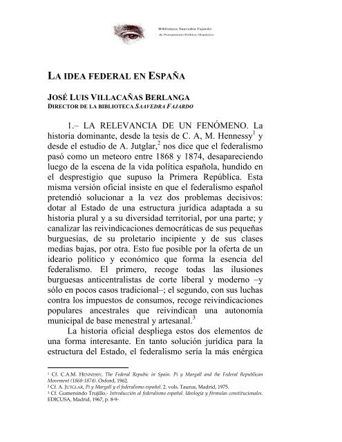 la idea federal en españa - Biblioteca SAAVEDRA FAJARDO de ...