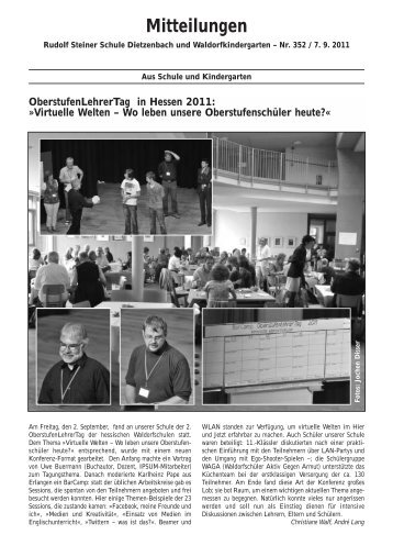 Bericht in den Mitteilungen der Dietzenbacher Waldorfschule - Freie ...