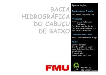BACIA HIDROGRÁFICA DO CABUÇU DE BAIXO - Fmu