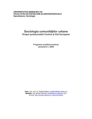 Sociologia comunităţilor urbane