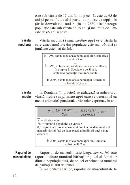 Populaţia. Definiţii şi indicatori - Departamentul de Geografie