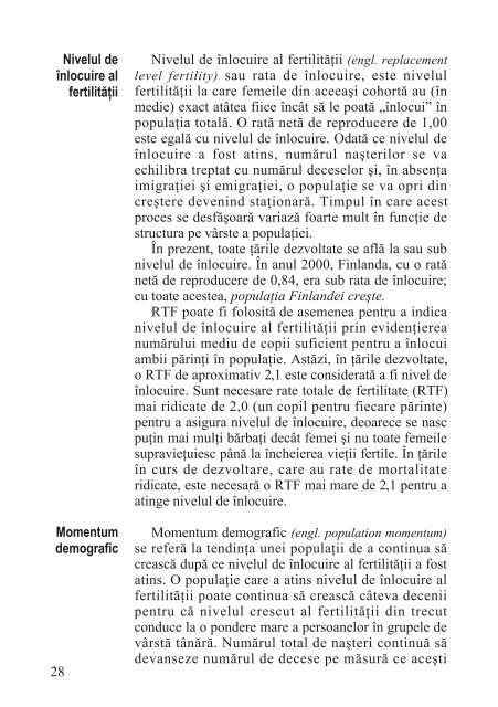 Populaţia. Definiţii şi indicatori - Departamentul de Geografie