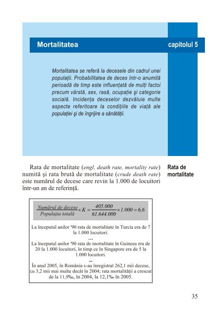 Populaţia. Definiţii şi indicatori - Departamentul de Geografie