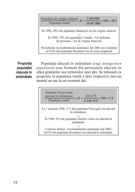 Populaţia. Definiţii şi indicatori - Departamentul de Geografie