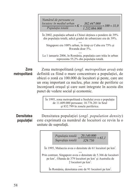 Populaţia. Definiţii şi indicatori - Departamentul de Geografie