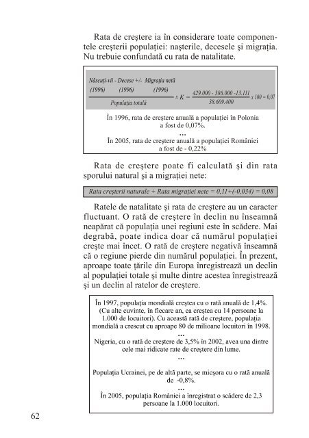 Populaţia. Definiţii şi indicatori - Departamentul de Geografie