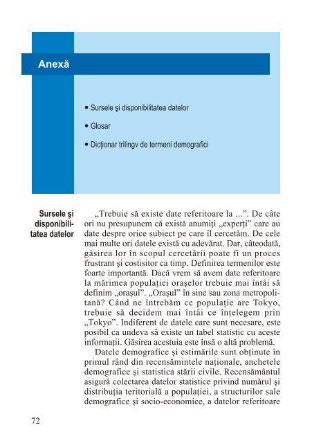 Populaţia. Definiţii şi indicatori - Departamentul de Geografie