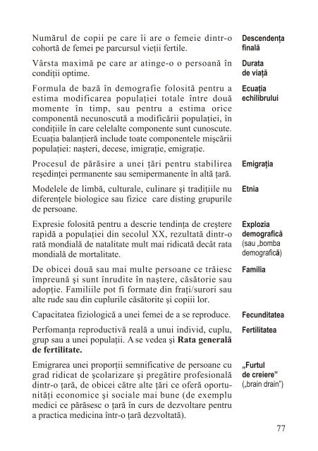 Populaţia. Definiţii şi indicatori - Departamentul de Geografie