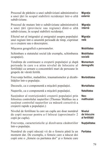 Populaţia. Definiţii şi indicatori - Departamentul de Geografie