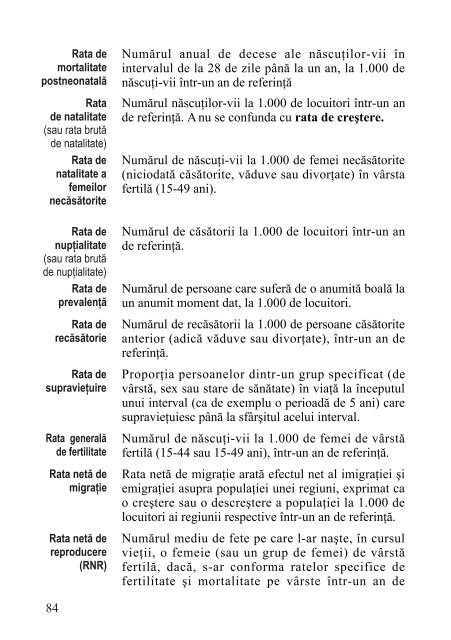 Populaţia. Definiţii şi indicatori - Departamentul de Geografie