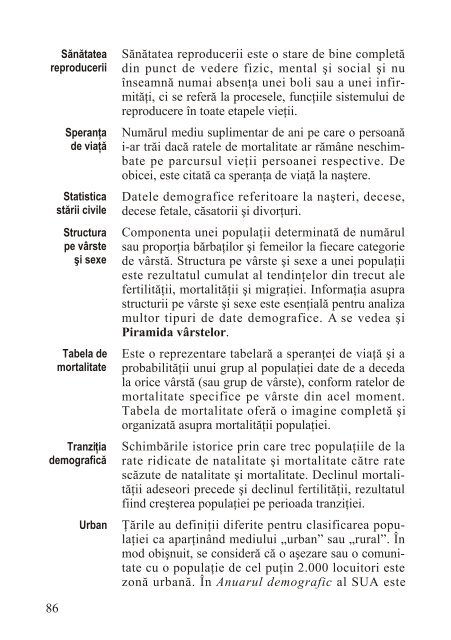 Populaţia. Definiţii şi indicatori - Departamentul de Geografie