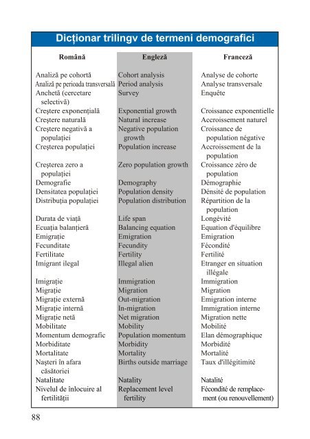 Populaţia. Definiţii şi indicatori - Departamentul de Geografie