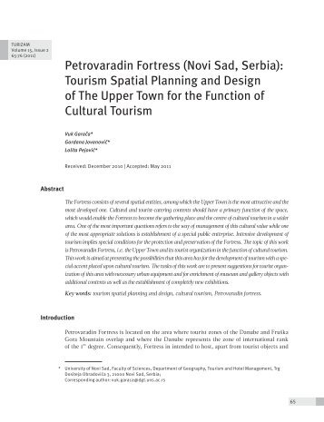 Petrovaradin Fortress (Novi Sad, Serbia): Tourism Spatial Planning ...