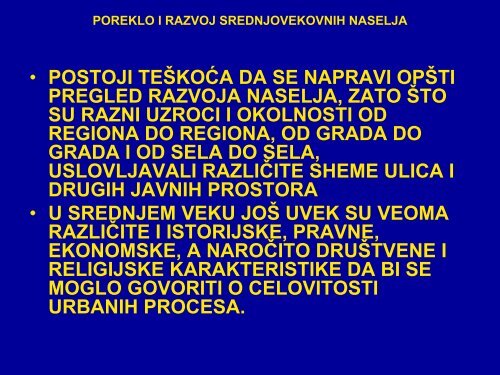 ARHITEKTURA I GRAD SREDNJEG VEKA POREKLO I RAZVOJ ...