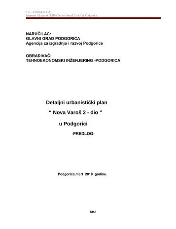 Detaljni urbanistički plan “ Nova Varoš 2 - dio ” u Podgorici - Podgorica