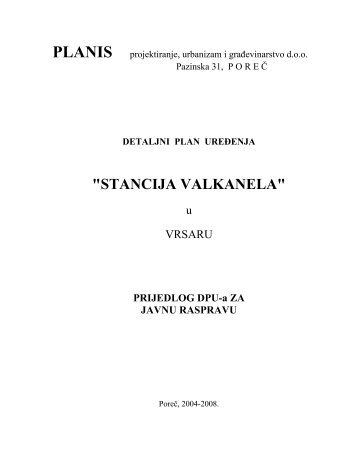 “PLANIS” projektiranje, urbanizam i građevinarstvo d - Općina Vrsar