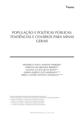 População e políticas públicas - BDMG