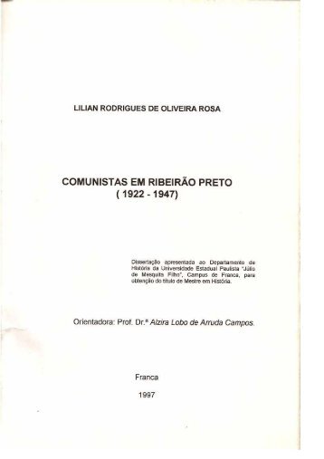 Comunistas em Ribeirão Preto de 1922 a 1947