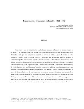 Esquecimento e Urbanização na Parahiba (1822 ... - Lígia Tavares