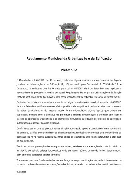 Regulamento Municipal da Urbanização e da Edificação - Câmara ...