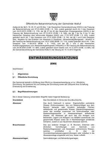 ENTWÄSSERUNGSSATZUNG - Walluf