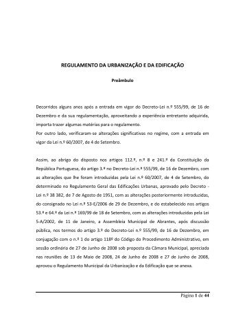 Regulamento da Urbanização e da Edificação - Câmara Municipal ...