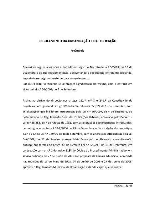 Regulamento da Urbanização e da Edificação - Câmara Municipal ...