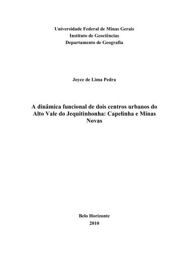 A dinâmica funcional de dois centros urbanos do Alto Vale ... - UFMG