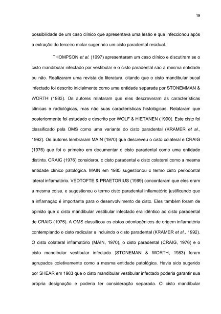 cisto paradental nomenclatura, etiologia, aspectos clínicos e ...