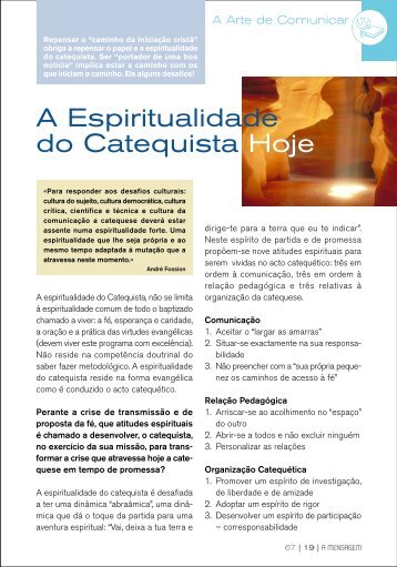 Espiritualidade do catequista MENSAGEM nº 391