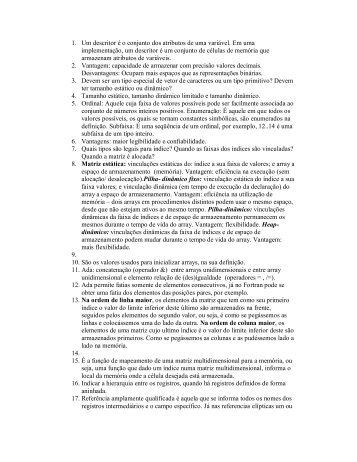 1. Um descritor é o conjunto dos atributos de uma variável. Em uma ...