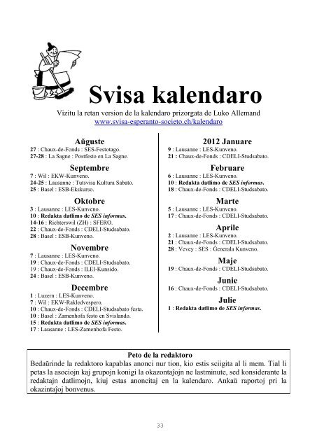 Venontaj kunvenoj - Svisa Esperanto-Societo