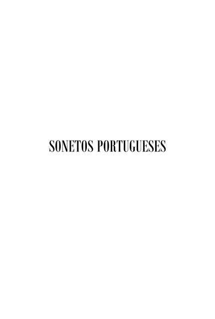 SONETOS PORTUGUESES - Silva Carvalho