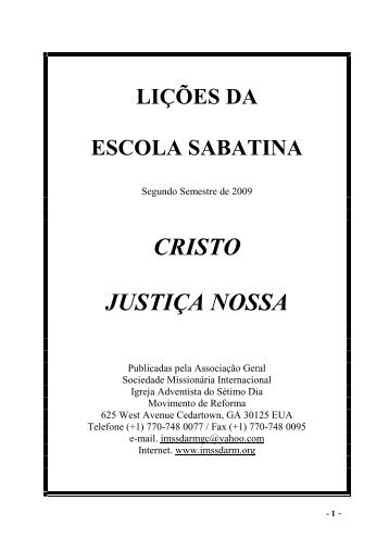 lIÇÕES ESCOLA SABATINA 2 semestre 2009 ... - sda1844.org