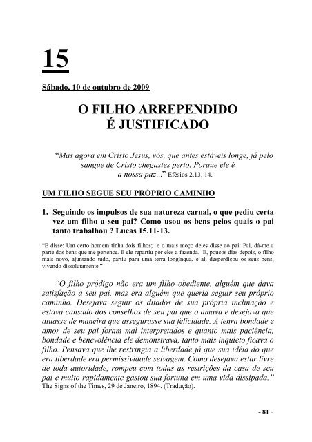 lIÇÕES ESCOLA SABATINA 2 semestre 2009 ... - sda1844.org