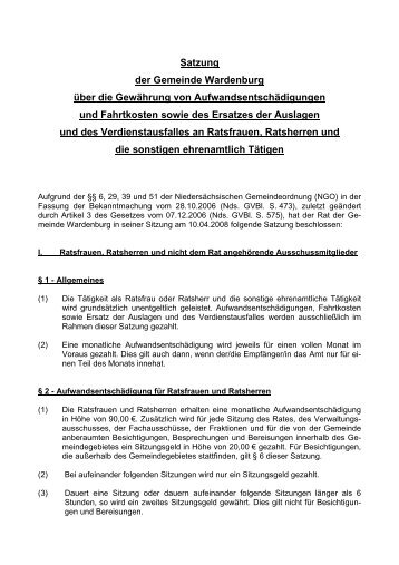 Satzung der Gemeinde Wardenburg über die Gewährung von ...