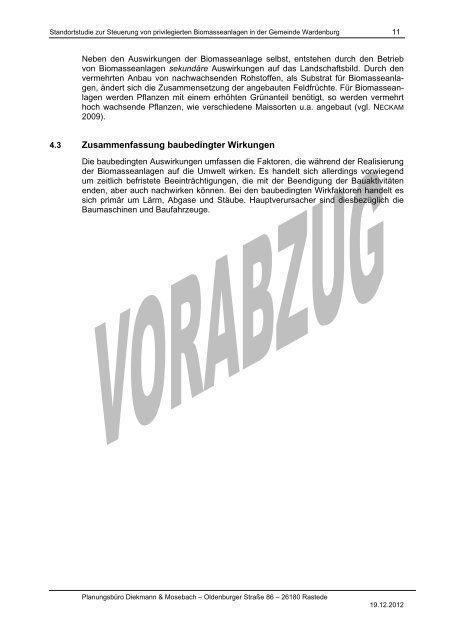 Standortstudie zur Steuerung - Gemeinde Wardenburg