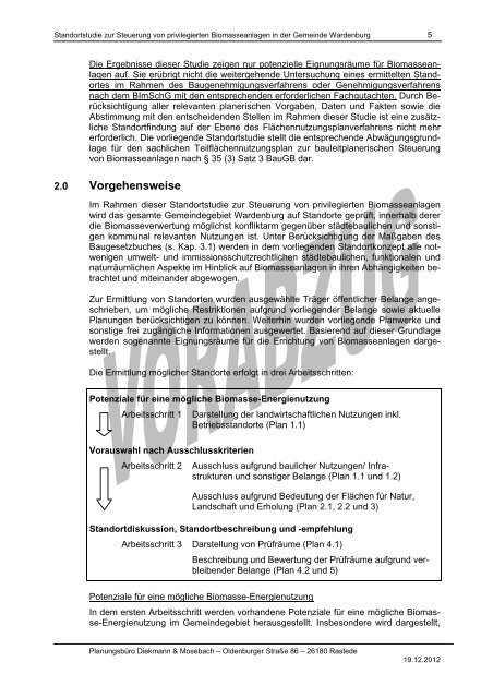 Standortstudie zur Steuerung - Gemeinde Wardenburg