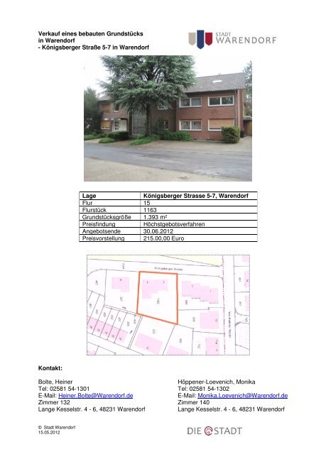 Königsberger Straße 5-7 in Warendorf Lage Königsberger Strasse 5 ...