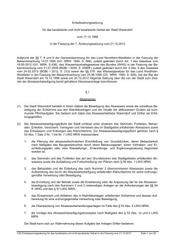 Entwässerungssatzung für das kanalisierte und nicht ... - Warendorf
