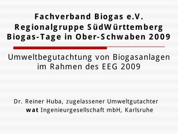 Fachverband Biogas e.V. Regionalgruppe SüdWürttemberg Biogas ...