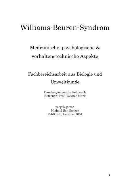 Facharbeit v. M. Sandhofer, 2004 - Williams-Beuren-Syndrom ...