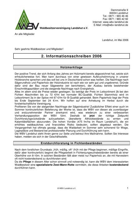 2. Informationsschreiben 2006 - WBV Landshut wV