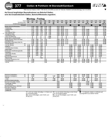Gießen Pohlheim Eberstadt/Gambach Montag - Freitag
