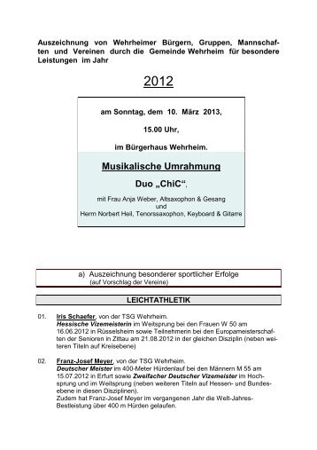Ehrungsliste 2012 - Wehrheim