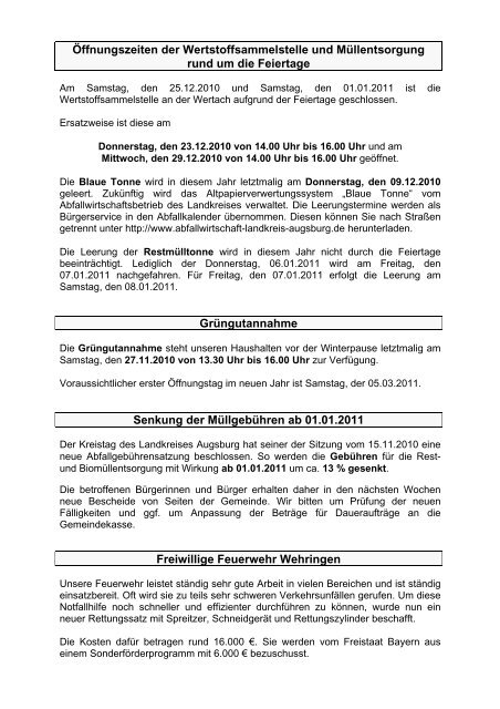 Gemeindeblatt 03.2010 - Gemeinde Wehringen