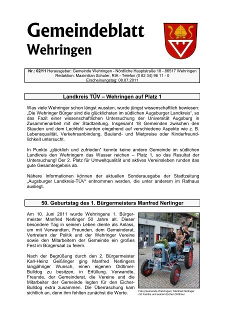 Gemeindeblatt 02.2011 - Gemeinde Wehringen